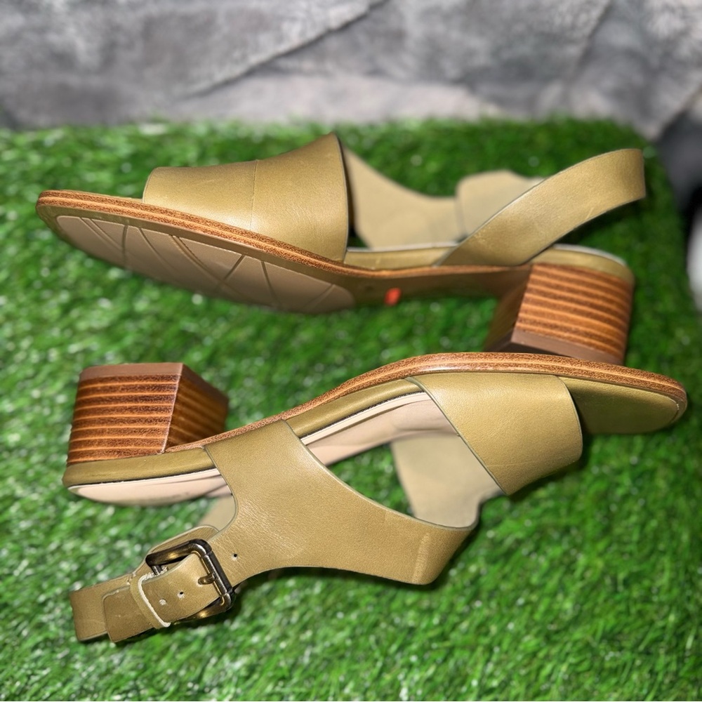 Rockport Hennly Olive Leather Block Heel Sandals Size 9 - Picture 8 of 10